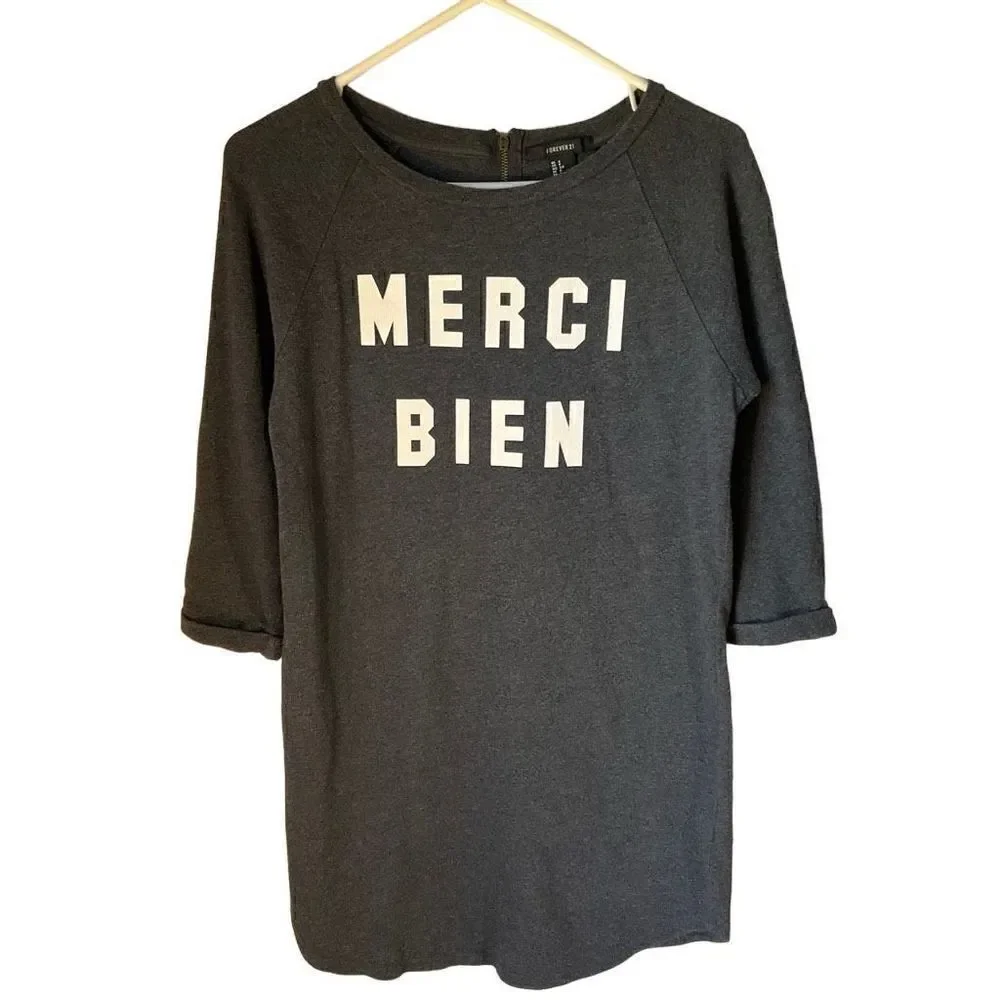 Dark Grey Tunic Long Top, Small. Merci Bien - Picture 4 of 10